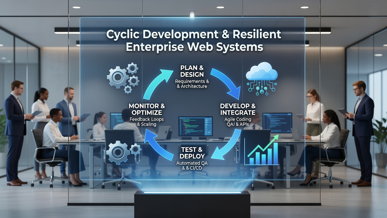 Flowchart illustrating resilience testing within development cycles for enterprise web platforms
